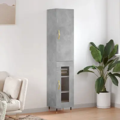 The Living Store Visoka omara betonsko siva 34,5x34x180 cm inženirski les - Visoka Omara