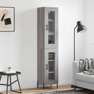 The Living Store Visoka omara siva sonoma 34,5x34x180 cm inženirski les - Visoka Omarica