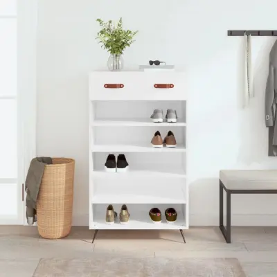 The Living Store Omarica za čevlje bela 60x35x105 cm inženirski les - Omarica Za Čevlje