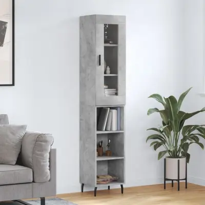 The Living Store Visoka omara betonsko siva 34,5x34x180 cm inženirski les - Visoka Omara