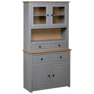 The Living Store Visoka omara siva 93x40,5x180 cm trdna borovina Panama Range - Visoka Omara