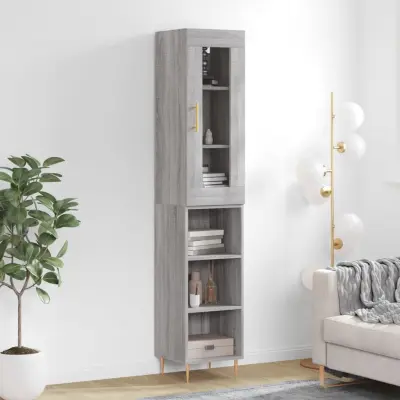 The Living Store Visoka omara siva sonoma 34,5x34x180 cm inženirski les - Visoka Omara