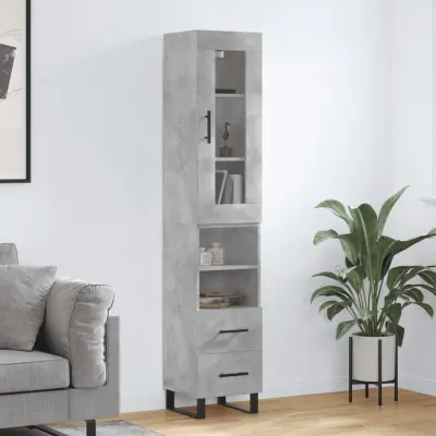 The Living Store Visoka omara betonsko siva 34,5x34x180 cm inženirski les - Visoka Omara