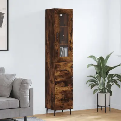 The Living Store Visoka omara dimljeni hrast 34,5x34x180 cm inženirski les - Visoka Omara