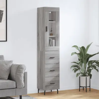 The Living Store Visoka omara siva sonoma 34,5x34x180 cm inženirski les - Visoka Omara