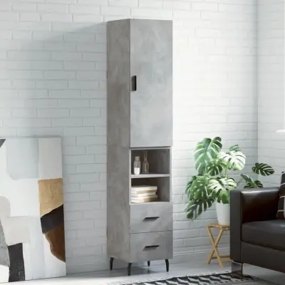 The Living Store Visoka omara betonsko siva 34,5x34x180 cm inženirski les - Visoka Omarica
