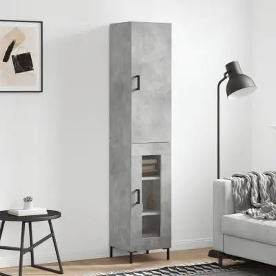 The Living Store Visoka omara betonsko siva 34,5x34x180 cm inženirski les - Visoka Omara