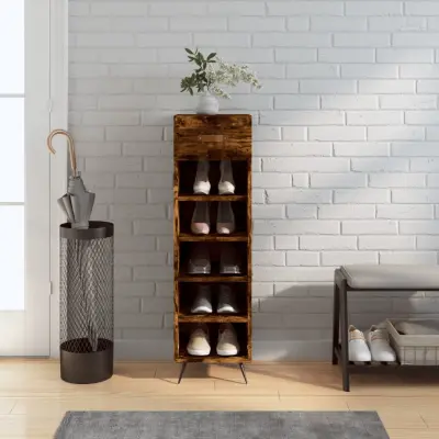 The Living Store Omarica za čevlje dimljeni hrast 30x35x105 cm inženirski les - Omarica Za Čevlje