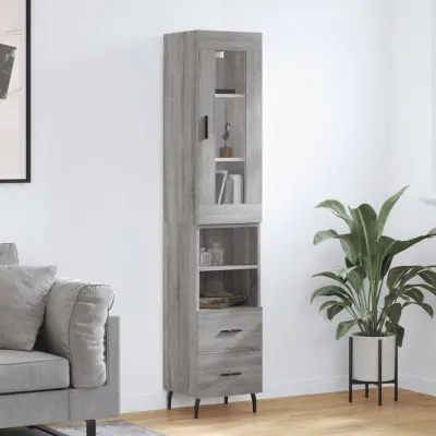 The Living Store Visoka omara siva sonoma 34,5x34x180 cm inženirski les - Visoka Omara