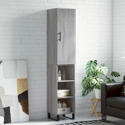 The Living Store Visoka omara siva sonoma 34,5x34x180 cm inženirski les - Visoka Omara