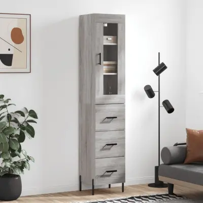 The Living Store Visoka omara siva sonoma 34,5x34x180 cm inženirski les - Visoka Omara