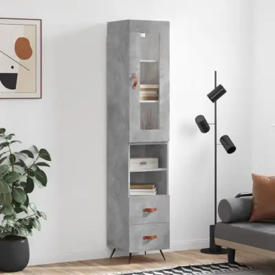 The Living Store Visoka omara betonsko siva 34,5x34x180 cm inženirski les - Visoka Omara