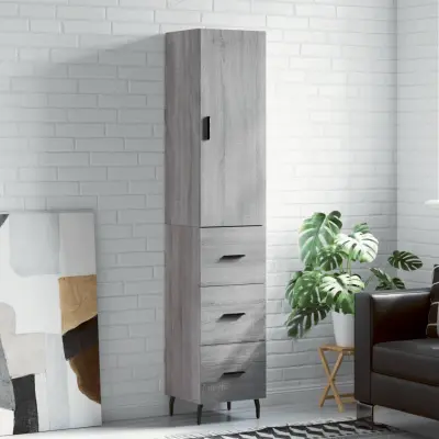 The Living Store Visoka omara siva sonoma 34,5x34x180 cm inženirski les - Visoka Omarica