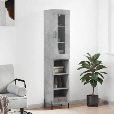 The Living Store Visoka omara betonsko siva 34,5x34x180 cm inženirski les - Visoka Omara