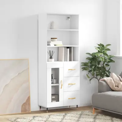 The Living Store Visoka omara bela 69,5x34x180 cm inženirski les - Visoka Omarica