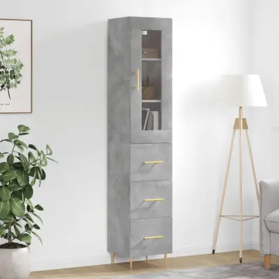 The Living Store Visoka omara betonsko siva 34,5x34x180 cm inženirski les - Visoka Omara