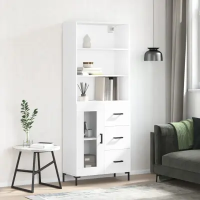 The Living Store Visoka omara bela 69,5x34x180 cm inženirski les - Visoka Omarica