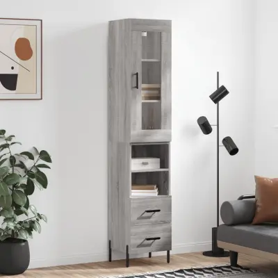 The Living Store Visoka omara siva sonoma 34,5x34x180 cm inženirski les - Visoka Omara
