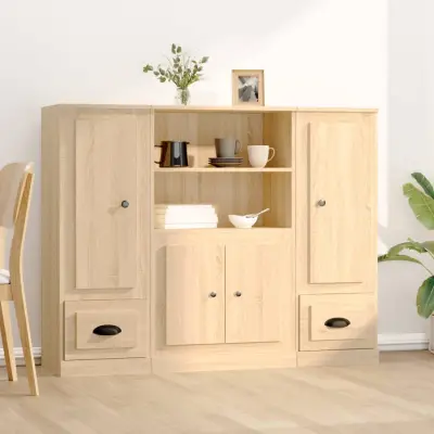 The Living Store Visoke omare 3 kosi sonoma hrast inženirski les - Visoka Omarica