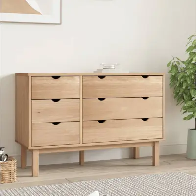 The Living Store Predalnik OTTA 111x43x73,5 cm trdna borovina - Omarica S Predali