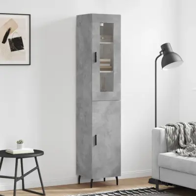 The Living Store Visoka omara betonsko siva 34,5x34x180 cm inženirski les - Visoka Omara