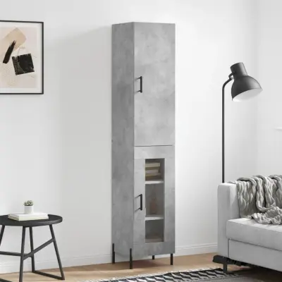 The Living Store Visoka omara betonsko siva 34,5x34x180 cm inženirski les - Visoka Omara