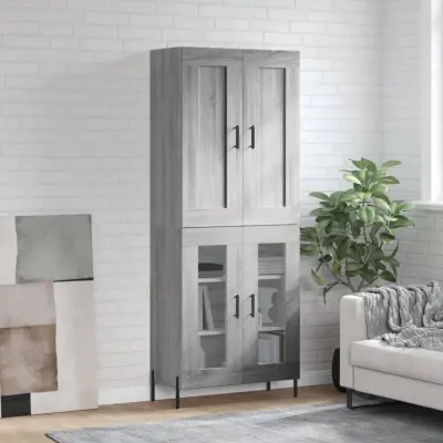 The Living Store Visoka komoda siva sonoma 69,5x34x180 cm inženirski les - Visoka Omarica