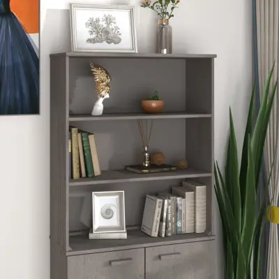 The Living Store Zgornja omarica HAMAR svetlo siva 85x35x100 cm trdna borovina - Zgornji Del Omarice