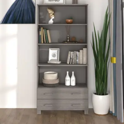 The Living Store Visoka omara HAMAR trdna borovina svetlo siva - Visoka Omarica
