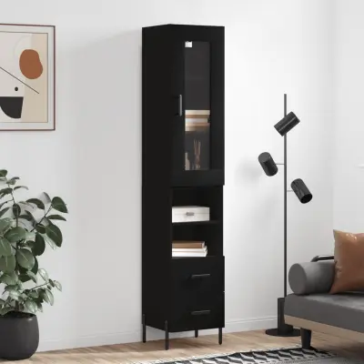 The Living Store Visoka omara črna 34,5x34x180 cm inženirski les - Visoka Omara