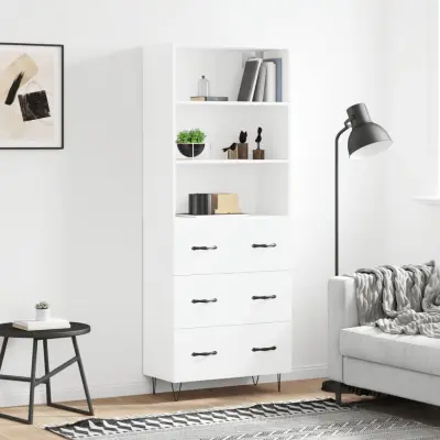 The Living Store Visoka omara bela 69,5x34x180 cm inženirski les - Visoka Omarica