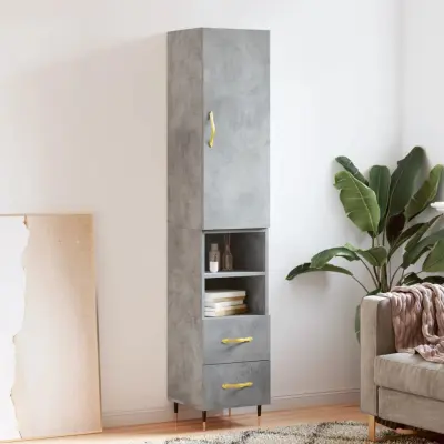 The Living Store Visoka omara betonsko siva 34,5x34x180 cm inženirski les - Visoka Omarica
