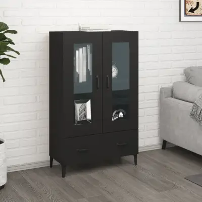 The Living Store Visoka omarica črna 70x31x115 cm inženirski les - Visoka Omarica