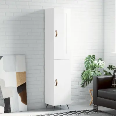 The Living Store Visoka omara visok sijaj bela 34,5x34x180 cm inženirski les - Visoka Omarica