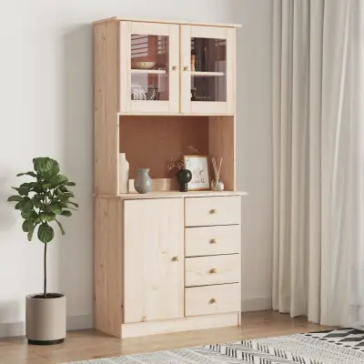 The Living Store Komoda ALTA 77x35x165 cm trdna borovina - Visoka Omara