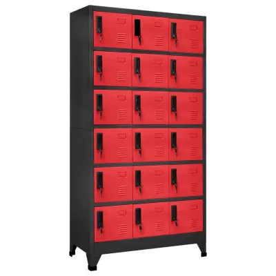 The Living Store Omara s ključavnico antracitna in rdeča 90x40x180 cm jeklo - Omarica Na Ključ