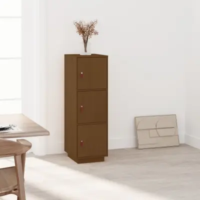 The Living Store Visoka omara medeno rjava 34x40x108,5 cm trdna borovina - Visoka Omara