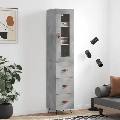 The Living Store Visoka omara betonsko siva 34,5x34x180 cm inženirski les - Visoka Omara