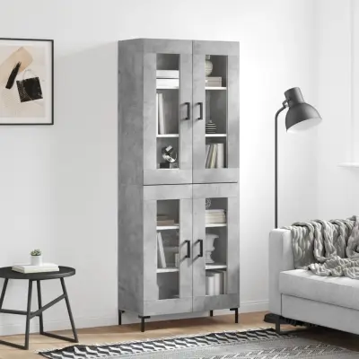 The Living Store Visoka komoda betonsko siva 69,5x34x180 cm inženirski les - Visoka Omara