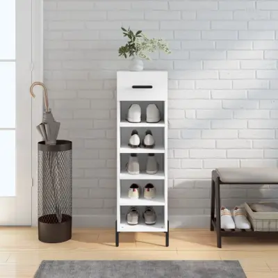 The Living Store Omarica za čevlje bela 30x35x105 cm inženirski les - Omarica Za Čevlje