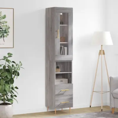 The Living Store Visoka omara siva sonoma 34,5x34x180 cm inženirski les - Visoka Omara