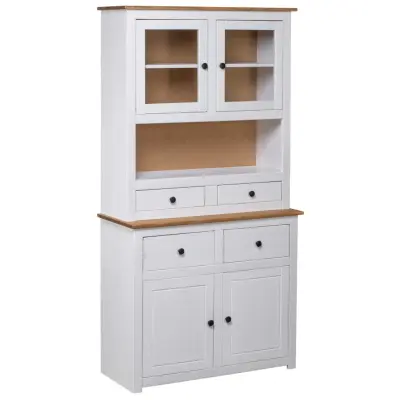 The Living Store Visoka omara bela 93x40,5x180 cm trdna borovina Panama Range - Visoka Omara