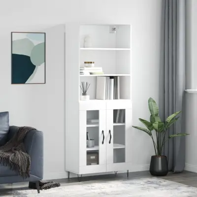The Living Store Visoka omara bela 69,5x34x180 cm inženirski les - Visoka Omara
