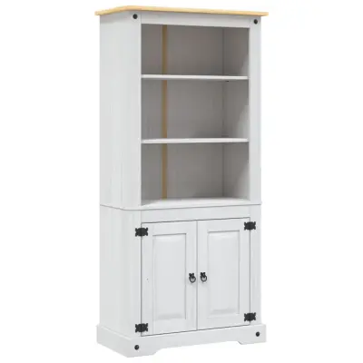 The Living Store Kredenca mehiška borovina Corona Range bela 80x40x170 cm - Odstavna Omara