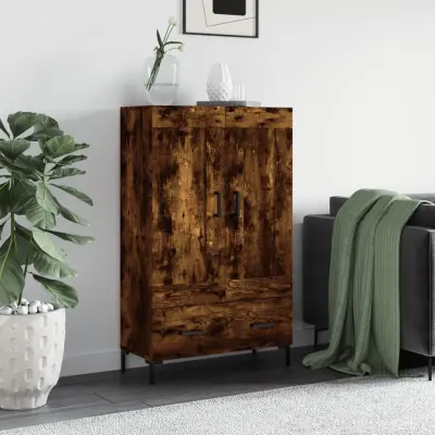 The Living Store Visoka omara dimljeni hrast 69,5x31x115 inženirski les - Visoka Omarica