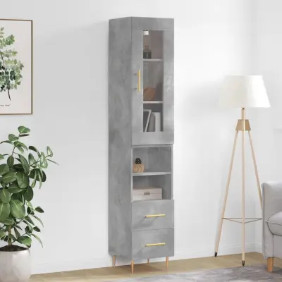 The Living Store Visoka omara betonsko siva 34,5x34x180 cm inženirski les - Visoka Omara