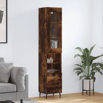 The Living Store Visoka omara dimljeni hrast 34,5x34x180 cm inženirski les - Visoka Omara