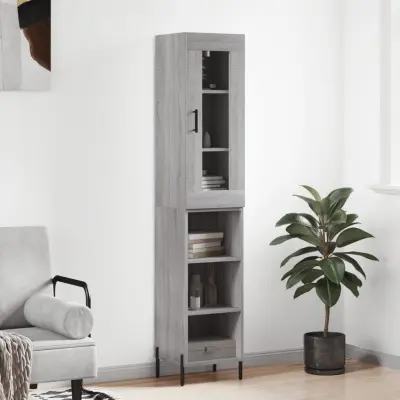 The Living Store Visoka omara siva sonoma 34,5x34x180 cm inženirski les - Visoka Omara