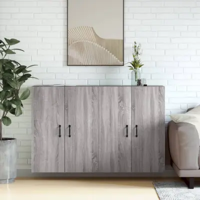 The Living Store Stenska TV omarica 2 kosa siva sonoma inženirski les - Stenska Omarica