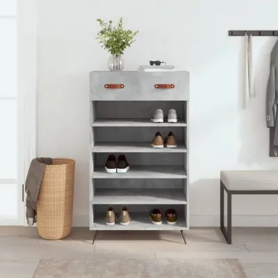 The Living Store Omarica za čevlje betonsko siva 60x35x105 cm inženirski les - Omarica Za Čevlje